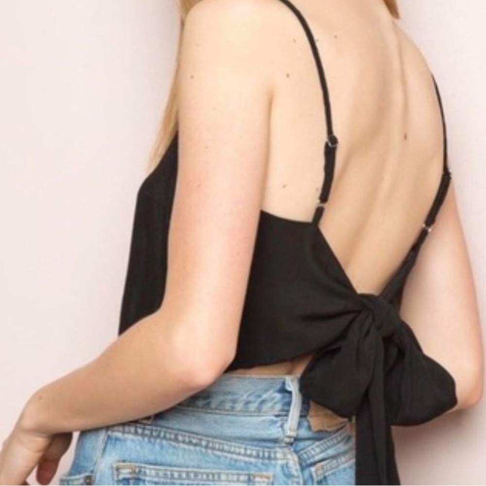 black tank with a tie back from brandy melville